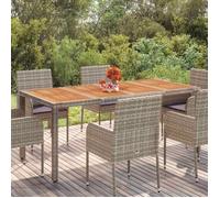 vidaXL Table de jardin avec plateau en bois Gris 190x90x75 cm en poly rotin