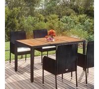 vidaXL Table de jardin avec plateau en bois noir 150x90x75 cm Poly rotin