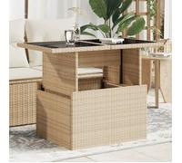 vidaXL Table de jardin avec plateau en verre Beige 100x55x73 cm Poly rotin