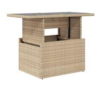 vidaXL Table de jardin avec plateau en verre Beige 100x55x73 cm Poly rotin
