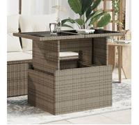 vidaXL Table de jardin 100x55x73 cm avec plateau en verre - poly rotin gris