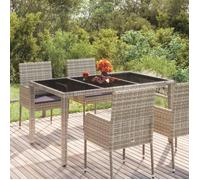 vidaXL Table de jardin avec plateau en verre Gris 150x90x75 cm Poly rotin