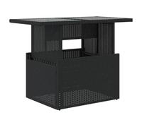 vidaXL Table de jardin avec plateau en verre noir 100x55x73 cm Poly rotin