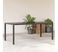 vidaXL Table de jardin avec plateau en verre noir 190x90x75 cm Poly rotin