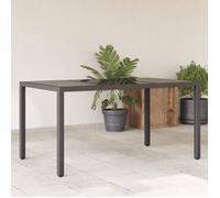 vidaXL Table de jardin avec plateau en verre noir 150x90x75 cm Poly rotin