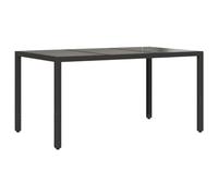 vidaXL Table de jardin avec plateau en verre noir 150x90x75 cm Poly rotin