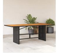 vidaXL Table de jardin 190x80x75 cm plateau bois d'acacia noir, résine tressée (poly rotin)