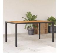 vidaXL Table de jardin avec plateau en acacia noir Poly rotin