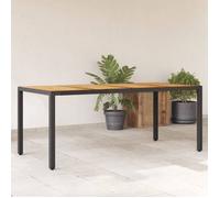 vidaXL Table de jardin avec plateau en acacia noir Poly rotin