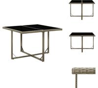 vidaXL Table de jardin Gris 109x107x74 cm Poly rotin et verre - Tables de jardin