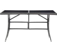 vidaXL Table de jardin Gris 140 x 80 x 74 cm Poly rotin