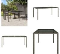 vidaXL Table de jardin Gris 190x90x75 cm Verre trempé et poly rotin - Table de jardin - Tables - Tables
