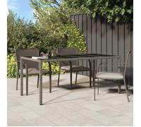vidaXL Table de jardin Gris 190x90x75 cm Verre trempé-résine tressée, 33.4kg