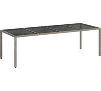 vidaXL Table de jardin Gris 250x100x75 cm verre dur et poly rotin
