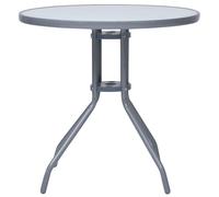 vidaXL Table de jardin Acier et verre 80 cm Gris clair