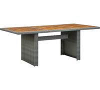 vidaXL Table de jardin gris clair Poly rotin et bois massif d'acacia