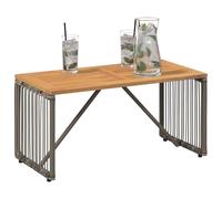 vidaXL Table de Jardin Gris et Marron 80 x 40 x 40 cm polyrotin, Table Alfresco, mobilier extérieur Solide, Patio Rustique, Surface rectangulaire en Acacia, Jardin résistant aux intempéries