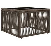 vidaXL Table de jardin Gris et noir 55 x 55 x 37 cm Rotin PE et verre