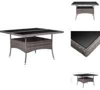 vidaXL Table de jardin Gris Poly rotin et verre - Tables de jardin