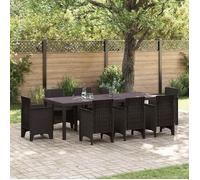 vidaXL Table de jardin marron 250 x 100 x 73 cm Poly-Rattan