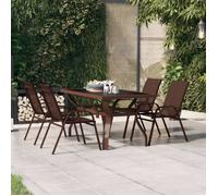 vidaXL Table de jardin 140x70x70 cm Acier et verre Marron et noir
