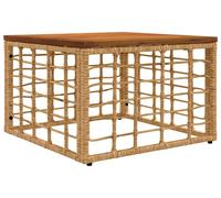 vidaXL Table de jardin Nature 55 x 55 x 37 cm en rotin PE et verre