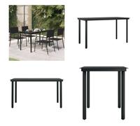 vidaXL Table de jardin noir 140x70x74 cm Acier et verre - Table de jardin à manger - Table de jardin à manger - Outdoor Esstisch - Terrassentisch