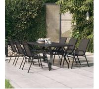 vidaXL Table de jardin noire 180x80x70 cm acier et verre