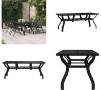 vidaXL Table de jardin noir 180x80x70 cm Acier et verre - Table de jardin - Tables de jardin - Table d'extérieur