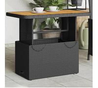 vidaXL Table de jardin Poly rotin et bois d'acacia 90x55x71 cm Noire