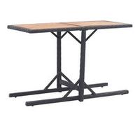 vidaXL Table de jardin noire en bois massif d'acacia et poly rotin
