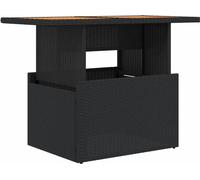 vidaXL Table de jardin noire 100x55x73 cm Poly rotin et bois d'acacia