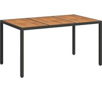 vidaXL Table de jardin noire 150 x 90 x 75 cm en rotin synthétique