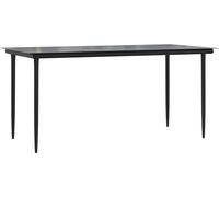vidaXL Table de jardin noire 160x80x74 cm Acier et verre trempé