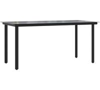 vidaXL Table de jardin noire 160x80x74 cm Acier et verre trempé