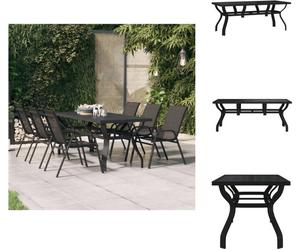 vidaXL Table de jardin noire 180x80x70 cm Acier et verre - Tables de jardin