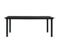 vidaXL Table de jardin noire 190x90x74 cm acier et verre