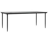 vidaXL Table de jardin noire 200x100x74 cm Acier et verre trempé
