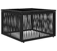 vidaXL Table de jardin noire 55 x 55 x 37 cm en rotin PE et verre