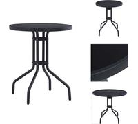 vidaXL Table de jardin noire 80 cm acier et verre - Tables de jardin