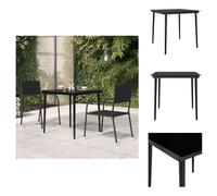 vidaXL Table de jardin noire 80x80x74 cm Acier et verre - Tables de jardin