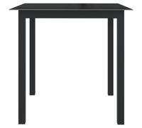 vidaXL Table de jardin noire 80x80x74 cm aluminium et verre