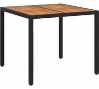 vidaXL Table de jardin noire 90 x 90 x 75 cm en polyrotin