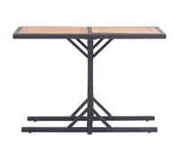vidaXL Table de jardin noire en bois massif d'acacia et poly rotin
