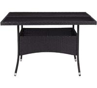 vidaXL Table de jardin noire poly rotin et verre
