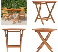 vidaXL Table de jardin pliante Ø 85 x 75 cm en teck massif - Table de jardin pliante - Tables de jardin pliantes - Table de jardin - Table d'extérieur
