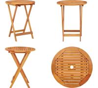 vidaXL Table de jardin pliante Ø60x75 cm Bois massif Eucalyptus - Table de salle à manger - Tables de salle à manger - Tables de salle à manger de jardin