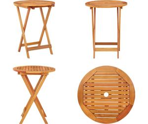 vidaXL Table de jardin pliante Ø60x75 cm Bois massif Eucalyptus - Table de salle à manger - Tables de salle à manger - Tables de salle à manger de jardin