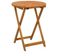 vidaXL Table de jardin pliante, couleur naturelle, Ø 60 x 75 cm, bois massif d'acacia