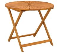 vidaXL Table de jardin pliante, couleur naturelle, Ø 90 x 75 cm, bois massif d'acacia